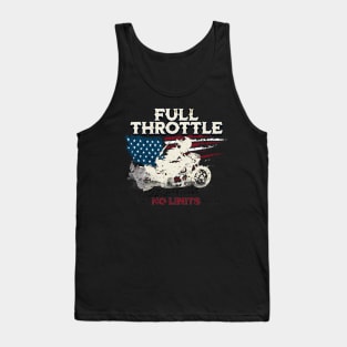 Full Throttle No Limits Motorcycle Drag Racing USA American Flag Tank Top